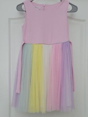 Bonnie Jean Pink and White Layered Tulle Dress Size 10